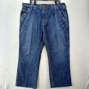 Ariat M4 FR Low Rise Boot Cut Carpenter Jeans Mens 38x27 Blue Cat 2 Flame Resist